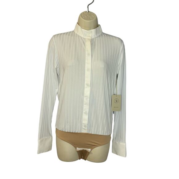 Free x Rein The Elite Equestrian Bodysuit Top White long Sleeve XS New - Picture 2 of 16
